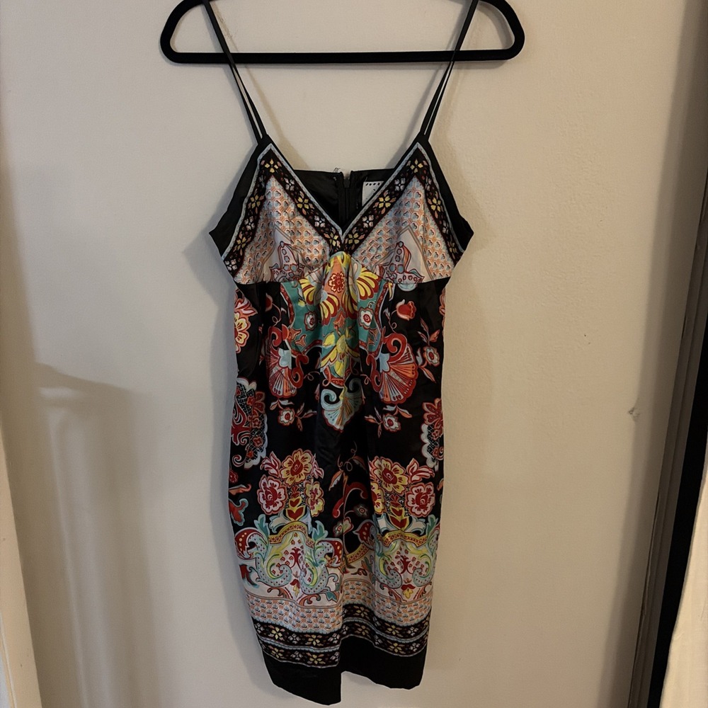 ICE VINTAGE BLACK FLORAL SPAGHETTI STRAP LINGERIE STYLE DRESS SZ 10